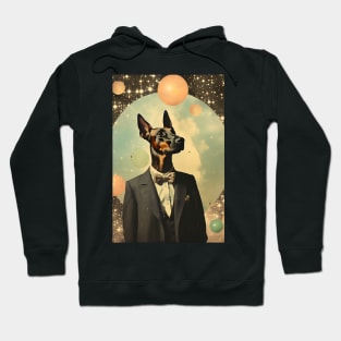 Doberman Dog Portrait in Suit Vintage Art Hoodie